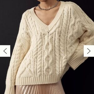 Anthropologie Chunky V-Neck Sweater XS